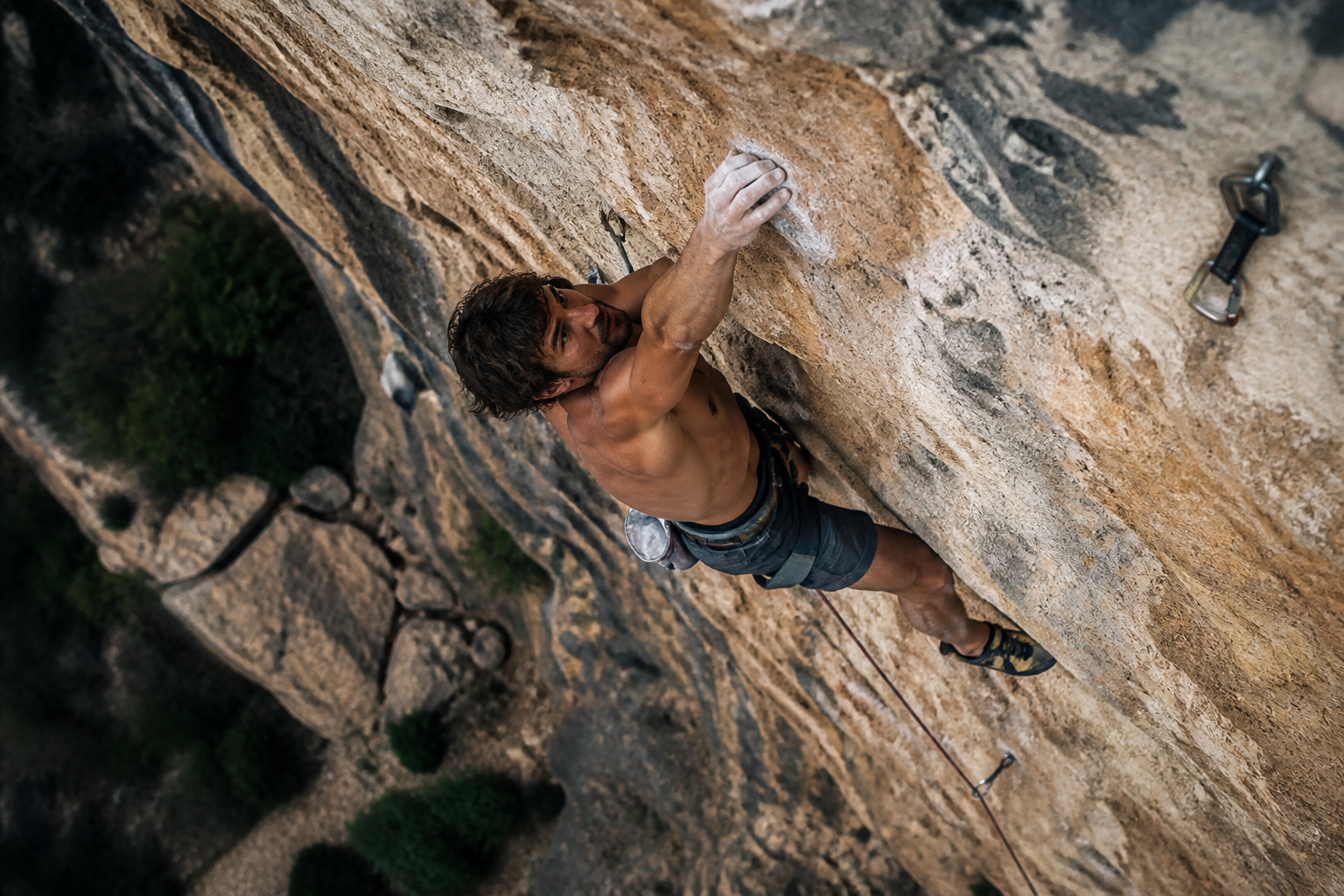 Climber at the crux