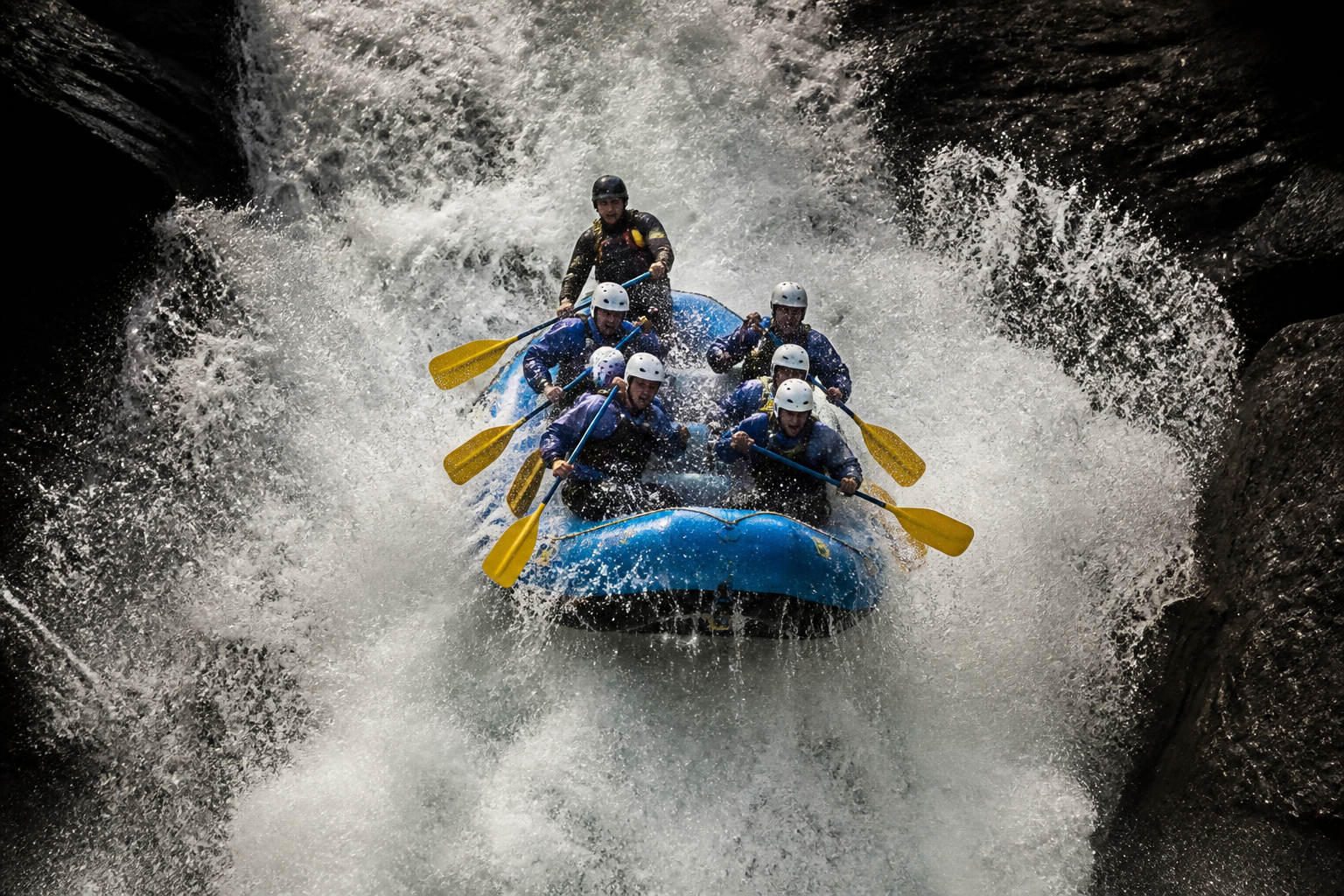 Whitewater rapid drop